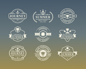 Set of Vintage Retro Badge Summer Holidays Label Typography Logo Templates for Greeting Cards, Posters and Apparel Design