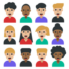 People avatar flat vector set isolated