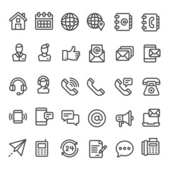 Contact Us web icons in line style. Web and mobile icon. Chat, support, message, phone. Vector illustration