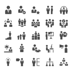 Business people line icons set. Businessman outline icons collection. Vector illustartions.