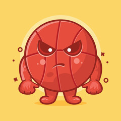 cute basketball ball character mascot with angry isolated cartoon in flat style design