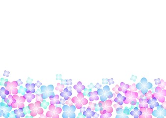 アジサイの花が並んだシンプルなフレーム