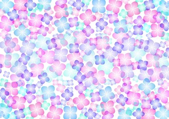 シンプルなアジサイの花が並んだ背景イラスト