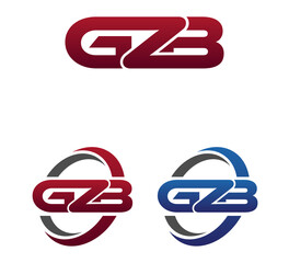 Vector Modern 3 Letters Initial logo Vector Swoosh Red Blue GZB