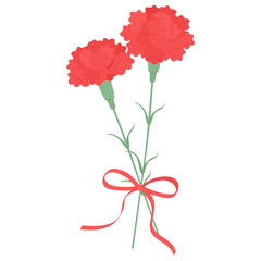 母の日　赤いカーネーションのイラスト