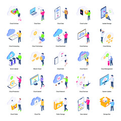Cloud Services Isometric Vector Designs