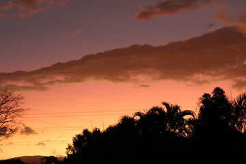 Fototapeta na wymiar Sunset with silhouette of palm trees on the Gold Coast Queensland