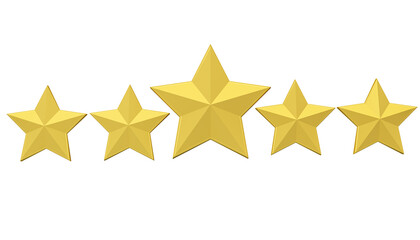Three stars on white background, 3d rendering