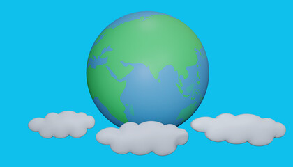 Fototapeta premium Planet Earth along with clouds for Earth day, 3d rendering.