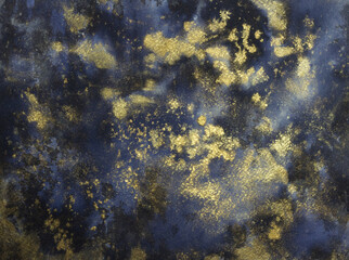 Fototapeta na wymiar Black and gold abstract texture with glittering sparkles, decorative space background for design.