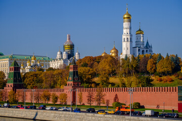 Russia, Moscow, view of the Kremlin on a sunny autumn morning.