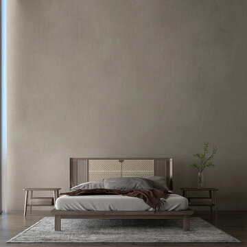 The modern bedroom interior design and concrete wall texture background