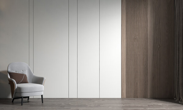 The modern living room interior design and empty wall texture background