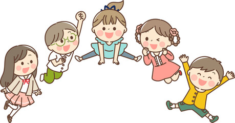 元気に飛び跳ねる子供達