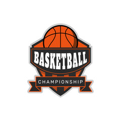 Basketball championship  logo with orange and black color. - Vector.