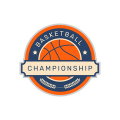 Basketball championship  logo with orange and blue color. - Vector.