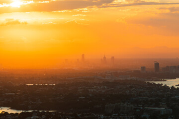 Parramatta skyline under the sunset light.