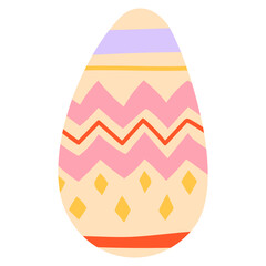 Cute doodle hand drawn easter spring egg shape template in pastel colors