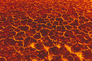 Landscape ground is full of lava, Magma ground background, Global warming.