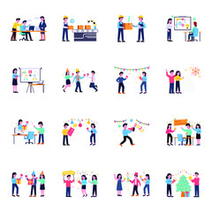 Manufacturing and Events Flat Illustrations 