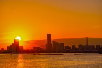 Obraz premium 横浜風景 日没