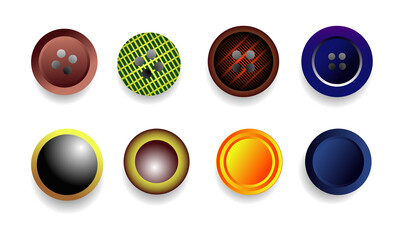 realistic sewing button jeans collection. set 

of sewing buttons isolated on white 

background. Set of colorful sewing button. 
