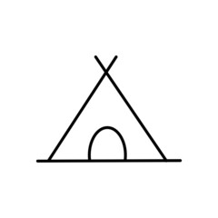 American with black wigwam icon. Editable stroke. Vector illustration. stock image. © Сергей Полякевич