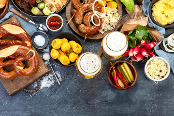 German cuisine on dark background.