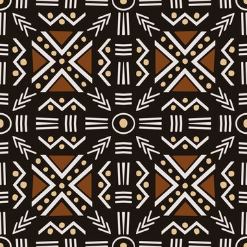 Illustration traditional African tribal mudcloth seamless pattern background. Use for fabric, textile, interior decoration elements, wrapping.