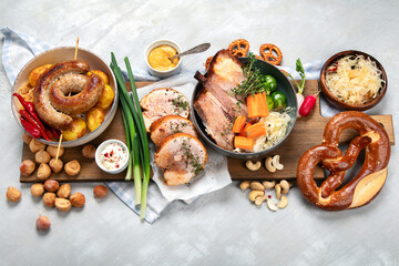 Assortment of different german food.