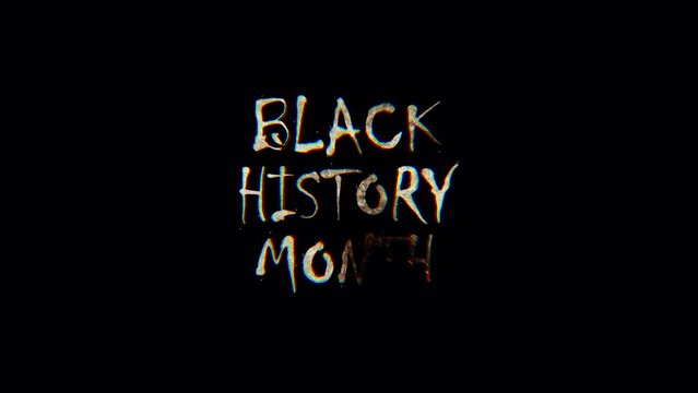 Burn text of Black History Month word. The golden shine lighting of Black History Monthword loop animation promote advertising concept isolate using QuickTime Alpha Channel ProRes 4444.

