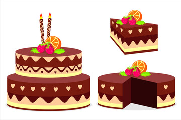 Birthday cake. Happy birthday. Birthday celebration cake vector illustration