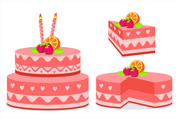Birthday cake. Happy birthday. Birthday celebration cake vector illustration