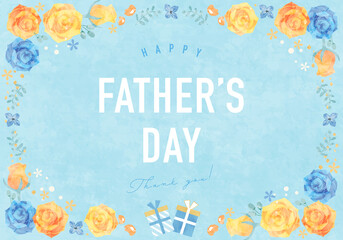 Fototapeta premium 父の日のバラの花とプレゼントのベクターイラスト背景(art,flower,bloom,father,dad,daddy,card,celebration,wedding)