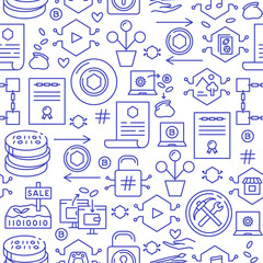 NFT token seamless pattern in line style