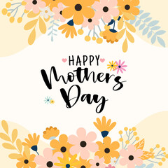 Obraz na płótnie Canvas Floral Happy Mother's Day Greeting card flat design