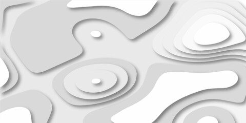 Luxury paper cut background, Abstract decoration, white pattern, halftone gradients, 3d Vector illustration, topographic canyon map light relief texture. White background wave paper art design.