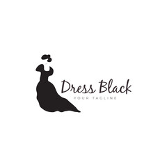 wedding dress and beauty salon boutique logo vector icon symbol illustration design