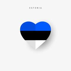 Estonia heart shaped flag. Origami paper cut Estonian national banner. 3D vector illustration isolated on white with soft shadow.