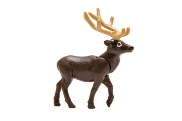 Toy deer on a white background