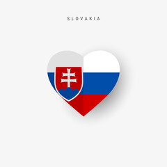 Slovakia heart shaped flag. Origami paper cut Slovak national banner. 3D vector illustration isolated on white with soft shadow.