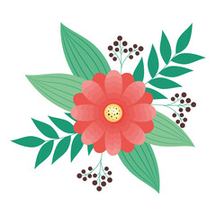 red flower and leafs