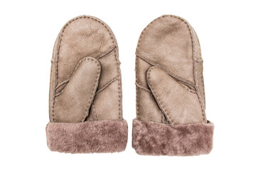 Winter mittens on a white background