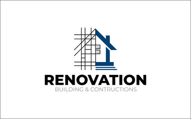 Illustration vector graphic of renovation, home repair, and building concept logo design template