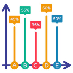 An icon design of percentage chart