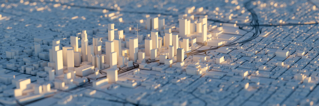 Los Angeles downtown 3D miniature model. 3D render.