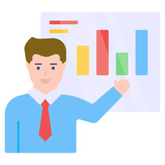 An editable design icon of business presenter