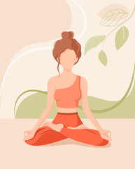 Obraz na płótnie Canvas A girl in the lotus position. Yoga and meditation. 