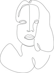 forty one female single line style vector illustration. portrait