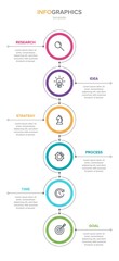 Vertical infographic design with icons and 6 options or steps. Thin line. Infographics business concept. Can be used for info graphics, flow charts, presentations, mobile web sites, printed materials.
